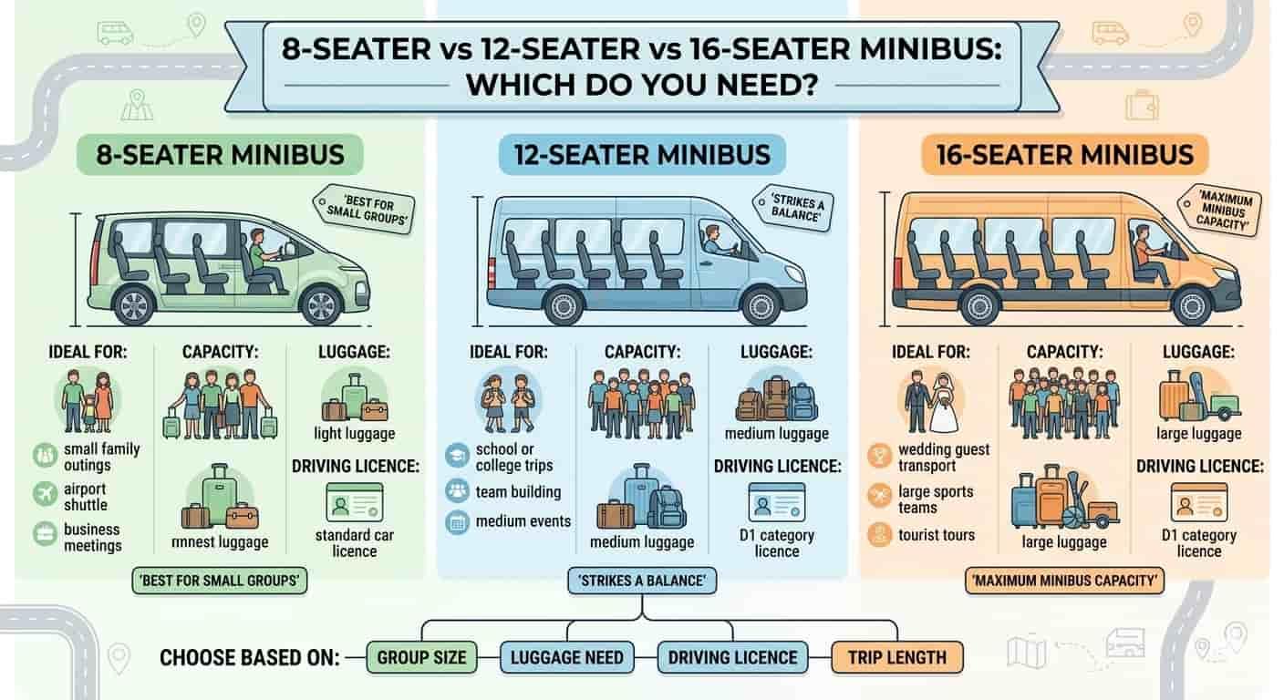 8 vs 12 vs 16 Seater Minibus: Which One Do You Actually Need?